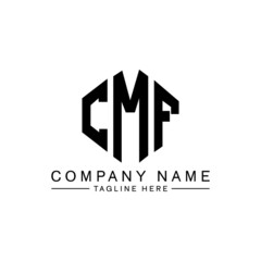 CMF letter logo design with polygon shape. CMF polygon logo monogram. CMF cube logo design. CMF hexagon vector logo template white and black colors. CMF monogram, CMF business and real estate logo. 