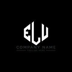 Obraz premium ELU letter logo design with polygon shape. ELU polygon logo monogram. ELU cube logo design. ELU hexagon vector logo template white and black colors. ELU monogram, ELU business and real estate logo. 