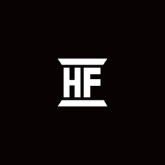 HF Logo monogram with pillar shape designs template