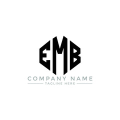 Fototapeta premium EMB letter logo design with polygon shape. EMB polygon logo monogram. EMB cube logo design. EMB hexagon vector logo template white and black colors. EMB monogram, EMB business and real estate logo. 