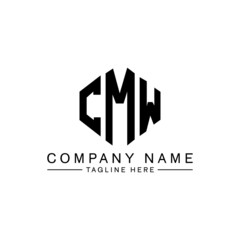 CMW letter logo design with polygon shape. CMW polygon logo monogram. CMW cube logo design. CMW hexagon vector logo template white and black colors. CMW monogram, CMW business and real estate logo. 