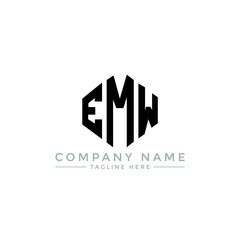 Obraz premium EMW letter logo design with polygon shape. EMW polygon logo monogram. EMW cube logo design. EMW hexagon vector logo template white and black colors. EMW monogram, EMW business and real estate logo. 