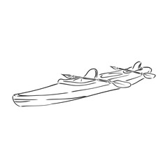Obraz na płótnie Canvas Sketch of kayaking people, Hand drawn Vector illustration