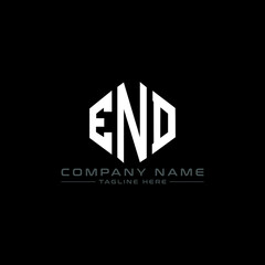 Fototapeta premium END letter logo design with polygon shape. END polygon logo monogram. END cube logo design. END hexagon vector logo template white and black colors. END monogram, END business and real estate logo. 