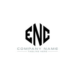 ENC letter logo design with polygon shape. ENC polygon logo monogram. ENC cube logo design. ENC hexagon vector logo template white and black colors. ENC monogram, ENC business and real estate logo.  