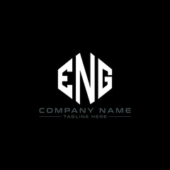 Fototapeta na wymiar ENG letter logo design with polygon shape. ENG polygon logo monogram. ENG cube logo design. ENG hexagon vector logo template white and black colors. ENG monogram, ENG business and real estate logo. 