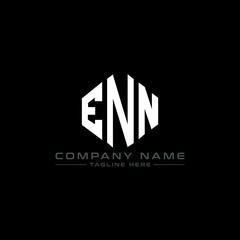 Obraz premium ENN letter logo design with polygon shape. ENN polygon logo monogram. ENN cube logo design. ENN hexagon vector logo template white and black colors. ENN monogram, ENN business and real estate logo.