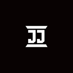 JJ Logo monogram with pillar shape designs template