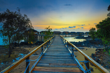 Beautiful sunset on Barelang Beach  resort of Batam Island