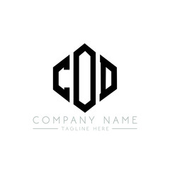 COD letter logo design with polygon shape. COD polygon logo monogram. COD cube logo design. COD hexagon vector logo template white and black colors. COD monogram, COD business and real estate logo.  