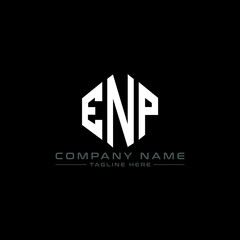 ENP letter logo design with polygon shape. ENP polygon logo monogram. ENP cube logo design. ENP hexagon vector logo template white and black colors. ENP monogram, ENP business and real estate logo. 