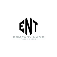 ENT letter logo design with polygon shape. ENT polygon logo monogram. ENT cube logo design. ENT hexagon vector logo template white and black colors. ENT monogram, ENT business and real estate logo. 