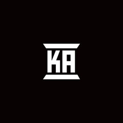 KA Logo monogram with pillar shape designs template