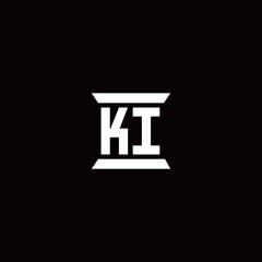 KI Logo monogram with pillar shape designs template