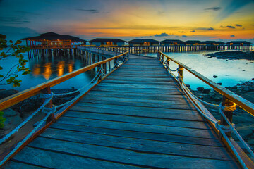 Fototapeta premium Beautiful sunset on Barelang Beach resort of Batam Island