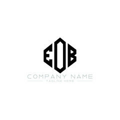 Obraz premium EOB letter logo design with polygon shape. EOB polygon logo monogram. EOB cube logo design. EOB hexagon vector logo template white and black colors. EOB monogram, EOB business and real estate logo. 