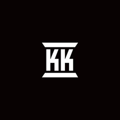 KK Logo monogram with pillar shape designs template
