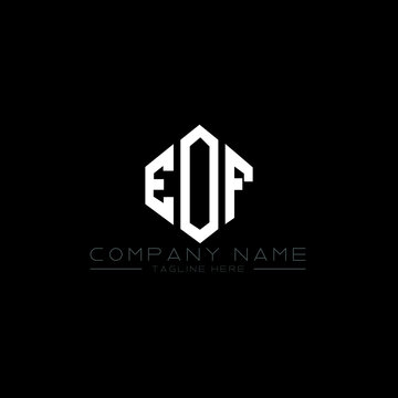 EOF letter logo design with polygon shape. EOF polygon logo monogram. EOF cube logo design. EOF hexagon vector logo template white and black colors. EOF monogram, EOF business and real estate logo. 