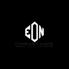 Fototapeta premium EON letter logo design with polygon shape. EON polygon logo monogram. EON cube logo design. EON hexagon vector logo template white and black colors. EON monogram, EON business and real estate logo. 