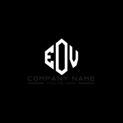 EOV letter logo design with polygon shape. EOV polygon logo monogram. EOV cube logo design. EOV hexagon vector logo template white and black colors. EOV monogram, EOV business and real estate logo. 