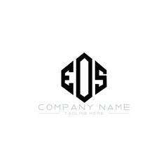 EOS letter logo design with polygon shape. EOS polygon logo monogram. EOS cube logo design. EOS hexagon vector logo template white and black colors. EOS monogram, EOS business and real estate logo. 