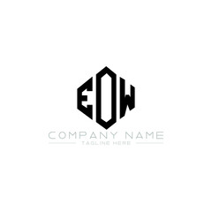 EOW letter logo design with polygon shape. EOW polygon logo monogram. EOW cube logo design. EOW hexagon vector logo template white and black colors. EOW monogram, EOW business and real estate logo. 