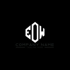 EOW letter logo design with polygon shape. EOW polygon logo monogram. EOW cube logo design. EOW hexagon vector logo template white and black colors. EOW monogram, EOW business and real estate logo. 