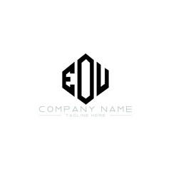 EOU letter logo design with polygon shape. EOU polygon logo monogram. EOU cube logo design. EOU hexagon vector logo template white and black colors. EOU monogram, EOU business and real estate logo. 