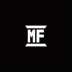 MF Logo monogram with pillar shape designs template
