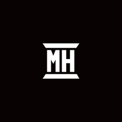 MH Logo monogram with pillar shape designs template