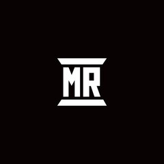 MR Logo monogram with pillar shape designs template
