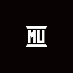 MU Logo monogram with pillar shape designs template