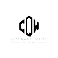 CQW letter logo design with polygon shape. CQW polygon logo monogram. CQW cube logo design. CQW hexagon vector logo template white and black colors. CQW monogram, CQW business and real estate logo. 
