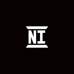 NI Logo monogram with pillar shape designs template