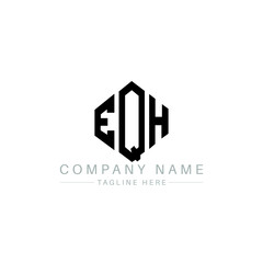 EQH letter logo design with polygon shape. EQH polygon logo monogram. EQH cube logo design. EQH hexagon vector logo template white and black colors. EQH monogram, EQH business and real estate logo. 
