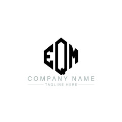 EQM letter logo design with polygon shape. EQM polygon logo monogram. EQM cube logo design. EQM hexagon vector logo template white and black colors. EQM monogram, EQM business and real estate logo. 