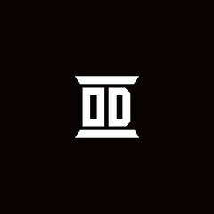 OD Logo monogram with pillar shape designs template