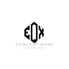 EQX letter logo design with polygon shape. EQX polygon logo monogram. EQX cube logo design. EQX hexagon vector logo template white and black colors. EQX monogram, EQX business and real estate logo. 