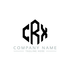 CRX letter logo design with polygon shape. CRX polygon logo monogram. CRX cube logo design. CRX hexagon vector logo template white and black colors. CRX monogram, CRX business and real estate logo. 
