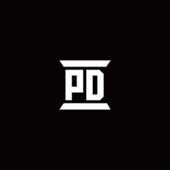 PD Logo monogram with pillar shape designs template