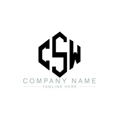 CSW letter logo design with polygon shape. CSW polygon logo monogram. CSW cube logo design. CSW hexagon vector logo template white and black colors. CSW monogram, CSW business and real estate logo. 