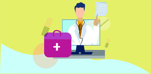 2d illustration online doctor concept
