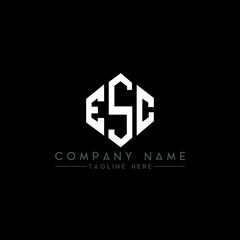 Obraz premium ESC letter logo design with polygon shape. ESC polygon logo monogram. ESC cube logo design. ESC hexagon vector logo template white and black colors. ESC monogram, ESC business and real estate logo. 