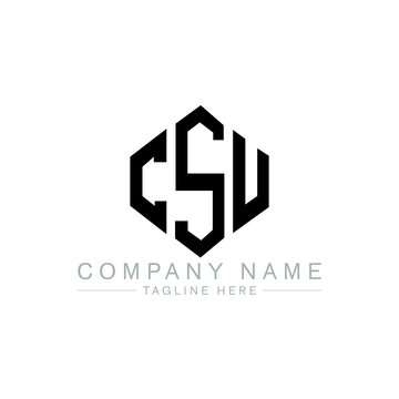 CSU letter logo design with polygon shape. CSU polygon logo monogram. CSU cube logo design. CSU hexagon vector logo template white and black colors. CSU monogram, CSU business and real estate logo. 