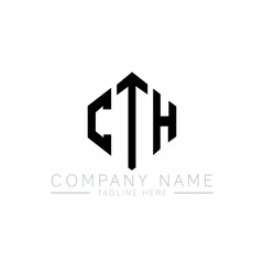 CTH letter logo design with polygon shape. CTH polygon logo monogram. CTH cube logo design. CTH hexagon vector logo template white and black colors. CTH monogram, CTH business and real estate logo. 