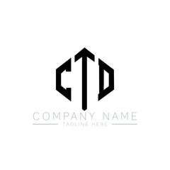 CTD letter logo design with polygon shape. CTD polygon logo monogram. CTD cube logo design. CTD hexagon vector logo template white and black colors. CTD monogram, CTD business and real estate logo. 