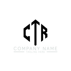 CTR letter logo design with polygon shape. CTR polygon logo monogram. CTR cube logo design. CTR hexagon vector logo template white and black colors. CTR monogram, CTR business and real estate logo. 