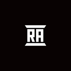 RA Logo monogram with pillar shape designs template