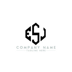 ESJ letter logo design with polygon shape. ESJ polygon logo monogram. ESJ cube logo design. ESJ hexagon vector logo template white and black colors. ESJ monogram, ESJ business and real estate logo. 
