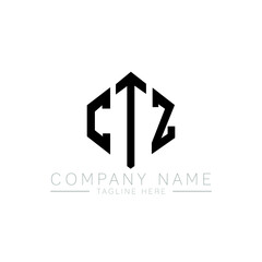 CTZ letter logo design with polygon shape. CTZ polygon logo monogram. CTZ cube logo design. CTZ hexagon vector logo template white and black colors. CTZ monogram, CTZ business and real estate logo. 